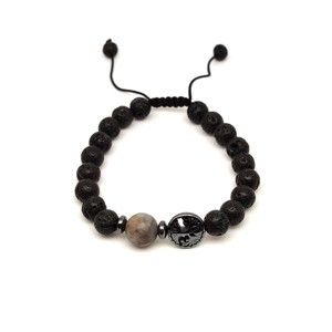 Bazalt életfa karkötő Szerpentin gyönggyel 8 mm, Ékszer, Karkötő, Ásványkarkötő, , MESKA