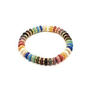 Habkő szin. vegyes korong karkötő köztessel 6x2mm, Ékszer, Karkötő, Ásványkarkötő, , MESKA
