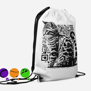 Egyedi készîtésű QR macska mintás vízhatlan Gym bag ,tornazsák!, Táska & Tok, Hátizsák, Tornazsák, Gymbag, Hímzés, Varrás, MESKA