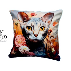 Gyönyörű egyedi dekorpárna Devon Macska mintával!(csak huzat!), Otthon & Életmód, Lakástextil, Párna & Párnahuzat, Díszpárna (belsővel együtt), Csomózás, Varrás, MESKA