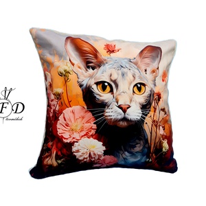 Gyönyörű egyedi dekorpárna Devon Macska mintával!(csak huzat!) - otthon & életmód - lakástextil - párna & párnahuzat - díszpárna (belsővel együtt) - Meska.hu