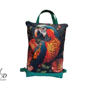 Egyedi kész�tésű három az egyben papagáj mintás válltáska-hátizsák vízhatlan anyagból., Táska & Tok, Variálható táska, Varrás, MESKA