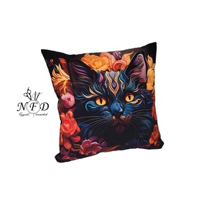 Gyönyörű egyedi dekorpárna Hippi fej cica mintával!(csak huzat!), Otthon & Életmód, Lakástextil, Párna & Párnahuzat, Díszpárna (belsővel együtt), Csomózás, Varrás, MESKA