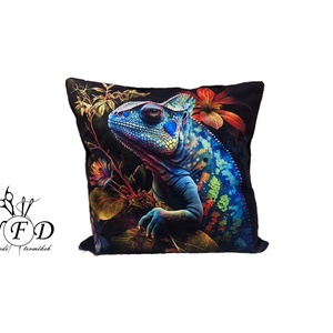 Gyönyörű egyedi dekorpárna kaméleon mintával!(csak huzat!), Otthon & Életmód, Lakástextil, Párna & Párnahuzat, Díszpárna (belsővel együtt), Csomózás, Varrás, MESKA