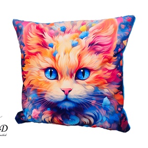 Gyönyörű egyedi dekorpárna kékszemű cica mintával!(csak huzat!), Otthon & Életmód, Lakástextil, Párna & Párnahuzat, Díszpárna (belsővel együtt), Csomózás, Varrás, MESKA