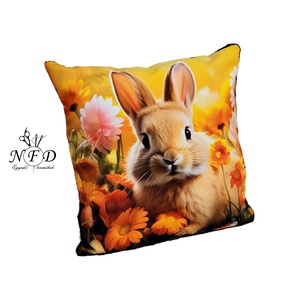 Gyönyörű egyedi dekorpárna nyuszi mintával!(csak huzat!), Otthon & Életmód, Lakástextil, Párna & Párnahuzat, Díszpárna (belsővel együtt), Csomózás, Varrás, MESKA