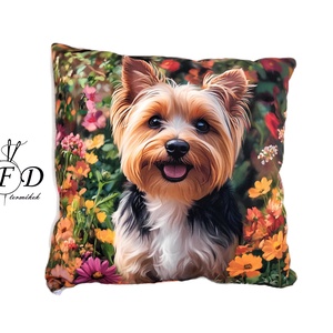 Gyönyörű egyedi dekorpárna Yorki virágokkal mintával!(csak huzat!), Otthon & Életmód, Lakástextil, Párna & Párnahuzat, Díszpárna (belsővel együtt), Csomózás, Varrás, MESKA