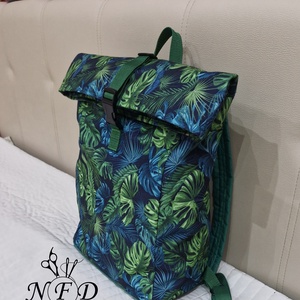 Repülős roll top hátizsák dzsungel mintával!l  - táska & tok - hátizsák - roll top hátizsák - Meska.hu