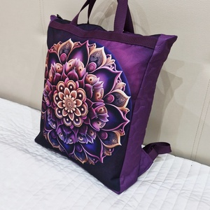 Hátizsák-kézitáska mandala lila mintával!l  - táska & tok - hátizsák - roll top hátizsák - Meska.hu