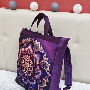 Hátizsák-kézitáska mandala lila mintával!l  - táska & tok - hátizsák - roll top hátizsák - Meska.hu