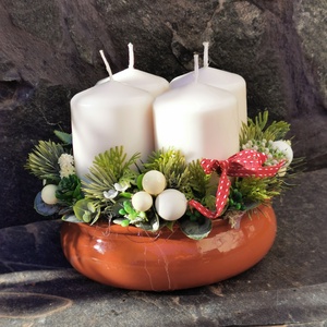 Karácsonyi asztaldísz, adventi koszorú  - Meska.hu