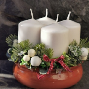 Karácsonyi asztaldísz, adventi koszorú  - karácsony - adventi díszek - adventi koszorú - Meska.hu