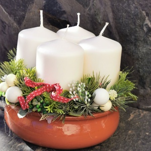 Karácsonyi asztaldísz, adventi koszorú  - karácsony - adventi díszek - adventi koszorú - Meska.hu