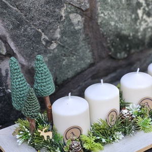 Karácsonyi Asztaldísz,  adventi gyertyás dísz - karácsony - adventi díszek - adventi asztaldísz - Meska.hu