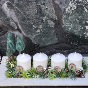 Karácsonyi Asztaldísz,  adventi gyertyás dísz - karácsony - adventi díszek - adventi asztaldísz - Meska.hu