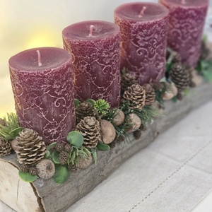 Karácsonyi Asztaldísz nagy gyertyákkal - karácsony - adventi díszek - adventi gyertyadíszek és koszorúdíszek - Meska.hu