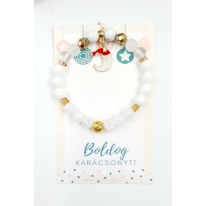 Ásványkarkötő Boldog karácsonyt! üzenetkártyával, Ékszer, Karkötő, Gyöngyös karkötő, , MESKA