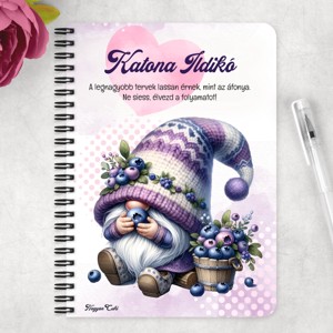 Személyre szabható - Nyami Áfonyás manó mintás A6-os füzet - otthon & életmód - papír, írószer - jegyzetfüzet & napló - Meska.hu