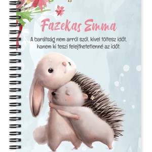 Személyre szabható - Nyuszi és Süni mintás A5-ös füzet, Otthon & Életmód, Papír, írószer, Jegyzetfüzet & Napló, , MESKA