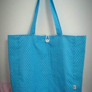 Kék alapon virág mintás válltáska- szatyor - Meska.hu