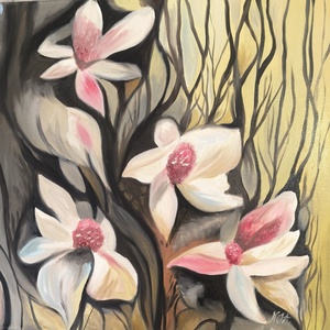 Magnólia olajfestmény - Meska.hu