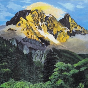 Hegyek tájkép festmény - művészet - festmény - festmény vegyes technika - Meska.hu