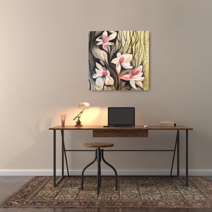 Magnólia virágos festmény, Művészet, Festmény, Olajfestmény, Festészet, MESKA