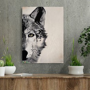 Szürkefarkas festmény, Művészet, Festmény, Olajfestmény, Festészet, MESKA