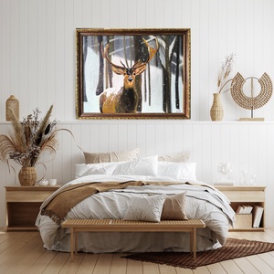 Téli Szarvas festmény, Művészet, Festmény, Festmény vegyes technika, Festészet, MESKA