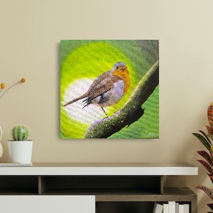 Vörösbegy festmény - Meska.hu