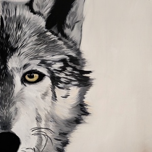 Fekete-fehér Farkas festmény - Meska.hu