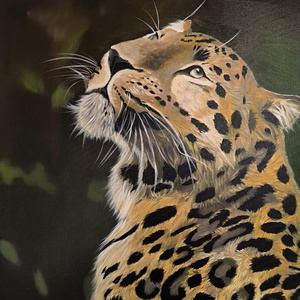 A Vadon Tekintete � Kézzel festett, nagyméretű leopárd portré festmény - művészet - festmény - olajfestmény - Meska.hu