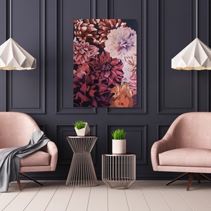 Őszi Dáliák � Egyedi, kézzel festett művészi olajfestmény - Meska.hu