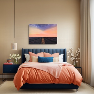 Lila alkonyat kapuja - Eredeti, kézzel készült olajfestmény, Művészet, Festmény, Olajfestmény, Festészet, Vigye otthonába a levendulamezők végtelen nyugalmát és a lemenő nap melegségét! 
Ez a nagyméretű, e..., MESKA