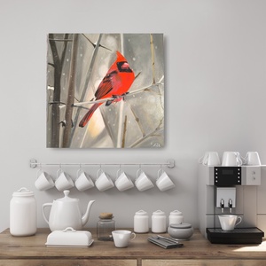 Vörös Kardinális � Eredeti, kézzel festett olajfestmény - Meska.hu