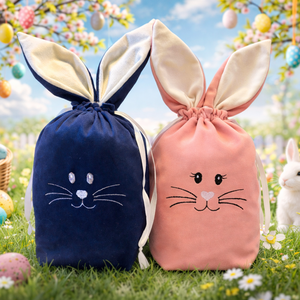 Húsvéti nyuszis tojásgyűjtő zsák , Ünnepi díszek, dekorációk, Húsvéti díszek és dekorációk, Húsvéti ajándékátadó, Hímzés, Varrás, MESKA