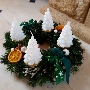 Akciós élő fenyős adventi koszorú - karácsony - adventi díszek - adventi koszorú - Meska.hu
