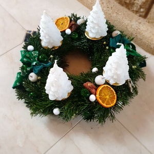 Akciós élő fenyős adventi koszorú - karácsony - adventi díszek - adventi koszorú - Meska.hu