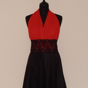 Piros-fekete csipkés alkalmiruha -  - Meska.hu