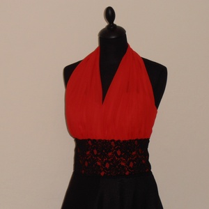 Piros-fekete csipkés alkalmiruha -  - Meska.hu