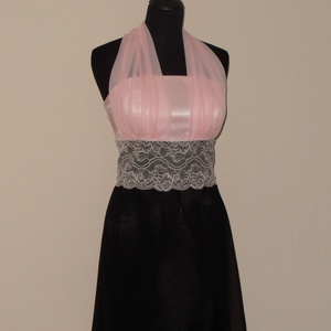 Rózsaszín-fekete csipkés alkalmiruha -  - Meska.hu