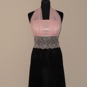 Rózsaszín-fekete csipkés alkalmiruha -  - Meska.hu