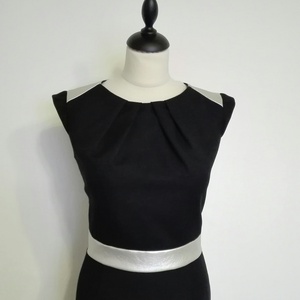 Bőrbetétes fekete szövet ruha - ruha & divat - női ruha - alkalmi ruha & estélyi ruha - Meska.hu