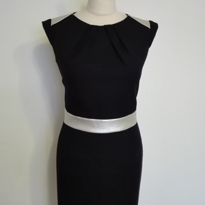 Bőrbetétes fekete szövet ruha - ruha & divat - női ruha - alkalmi ruha & estélyi ruha - Meska.hu