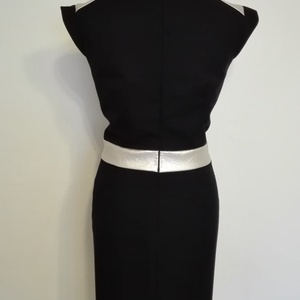 Bőrbetétes fekete szövet ruha - ruha & divat - női ruha - alkalmi ruha & estélyi ruha - Meska.hu