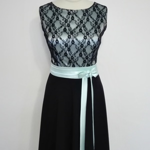 Menta-fekete csipkés alkalmiruha -  - Meska.hu