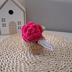 Örök mini rózsa kaspóban � kézzel horgolt ajándék, választható színben és felirattal - játék & sport - plüssállat & játékfigura - más figura - Meska.hu