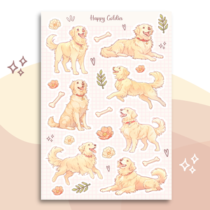 Cuki golden retriever matrica ív, Otthon & Életmód, Papír, írószer, Matrica, matrica csomag, Fotó, grafika, rajz, illusztráció, Papírművészet, MESKA