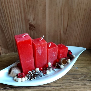 Piros gyertyás Adventi koszorú asztaldísz - karácsony - Meska.hu