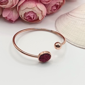 Rózsaarany karkötő � pink csillogó lencsével - ékszer - karkötő - karkötő medállal - Meska.hu